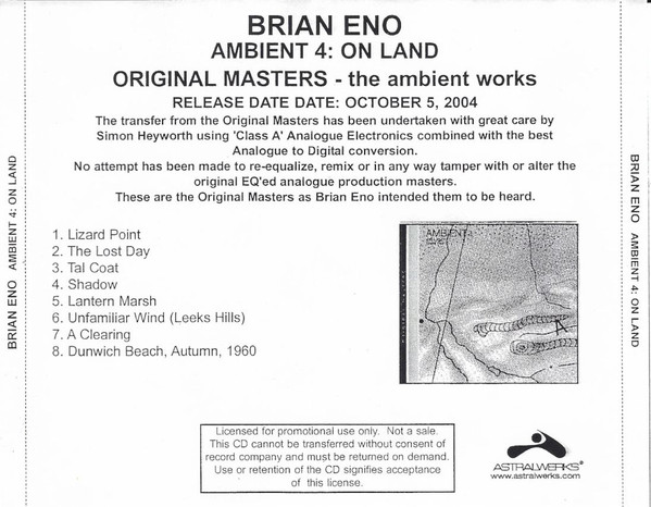Обложка Brian Eno — Ambient 4: On Land