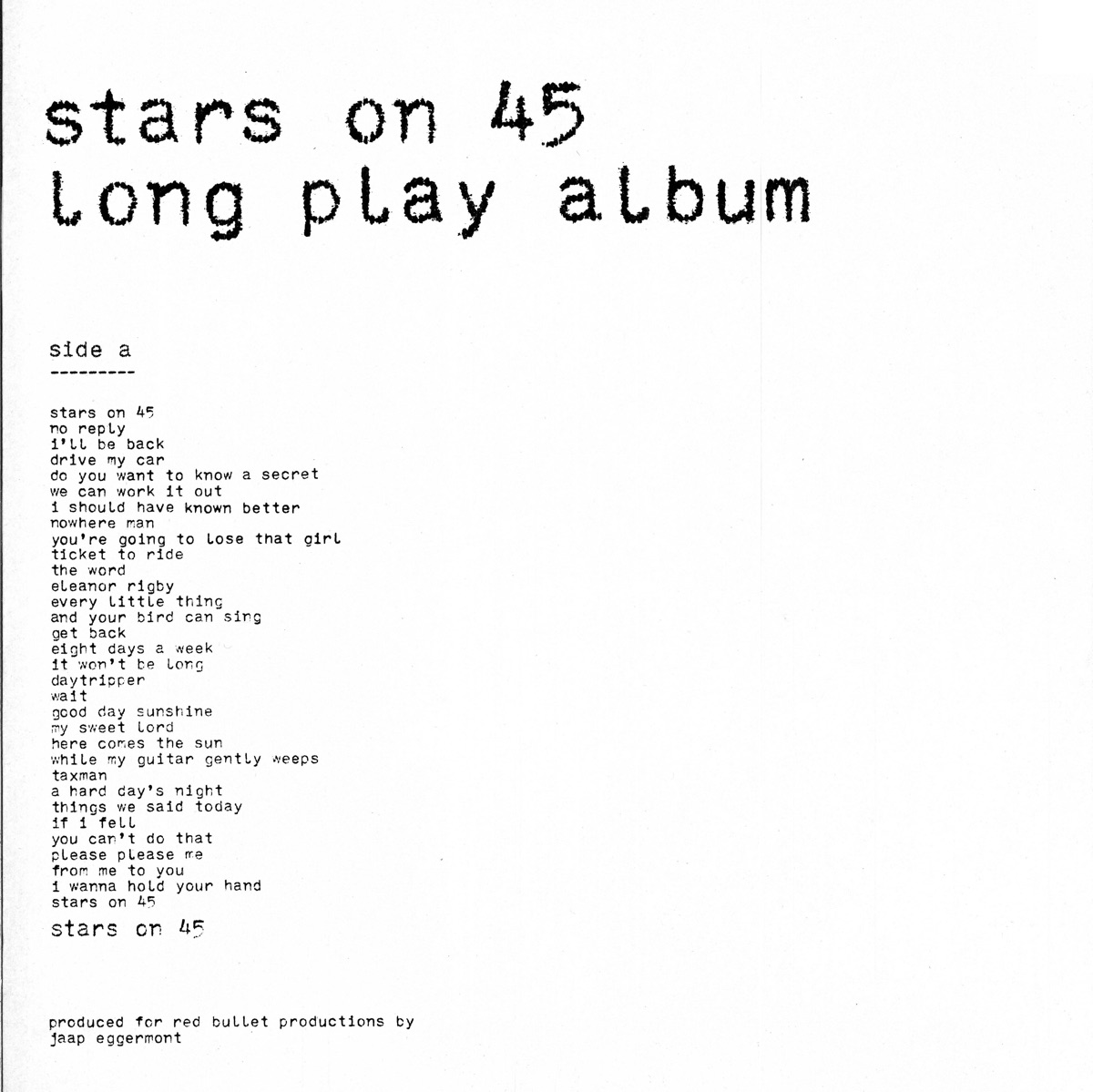 Обложка Stars on 45 — Long Play Album